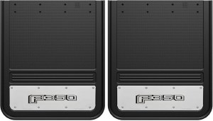 Gatorback GA2124F350-2 Ford F-350 mud flaps, heavy-duty rubber with stainless steel plate, universal 21x24 fit, Ford licensed, made in Canada, lifetime warranty
