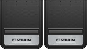 Gatorback GA2124PL Platinum Ford mud flaps, heavy duty rubber with stainless steel plate, 21x24 dually rear fit, universal, Ford licensed, made in Canada, lifetime warranty