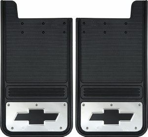 Rear Mud Flaps Chevrolet Bowtie Logo Black  12"x23"