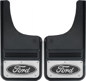 Front Mud Flaps Ford Logo Black 12"x23"