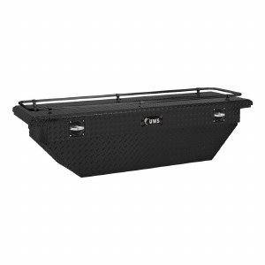69&quot; Deep Angled Secure Lock Crossover Truck Tool Box with Low Profile and Rail - Black
