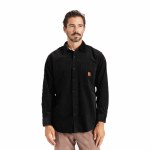 Brixton Porter LS Waffle Corduroy Long Sleeve T-Shirt-Black-M