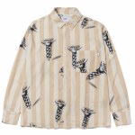 HUF Womens Screw it Woven Long Sleeve Button-Up-Stone-XS
