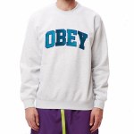 Obey Mens Sports Crew II Fleece-Ash grey-M