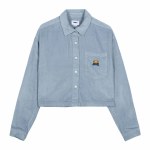 Obey Womens Liam Cropped Woven Long Sleeve Top-Seal Ice-S Obey Womens Liam Cropped Woven Long Sleeve Top-Seal Ice-S
