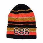 686 Mens Big Stripes Beanie-Black-OS