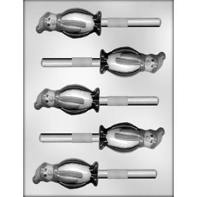 3" Penguin w/ Hat Lolly (5) Candy Mold