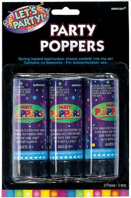 4" Confetti Poppers Pack of 3