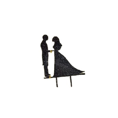 Bride & Groom Black Glitter Cake Pic