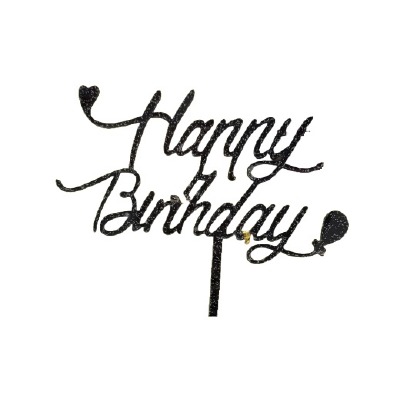 Happy Birthday Black Glitter Cake Pic
