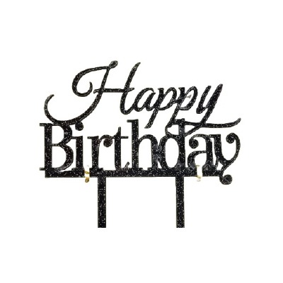 Happy Birthday Black Glitter Cake Pic
