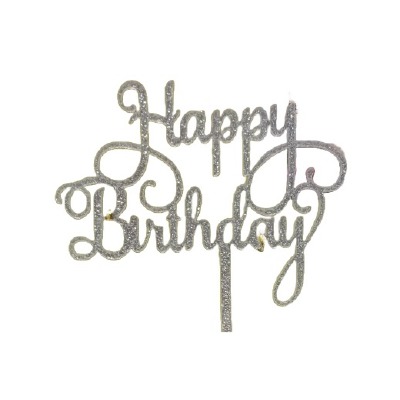 Happy Birthday Silver Glitter Cake Pic