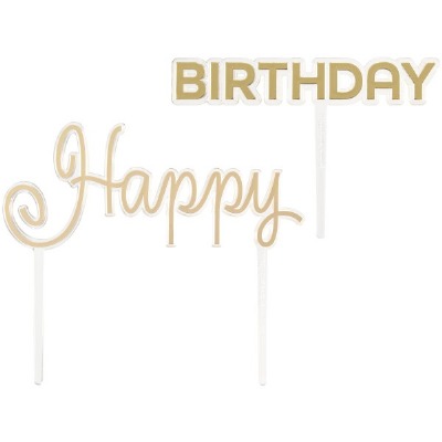 Gold Happy Birthday Cake Topper