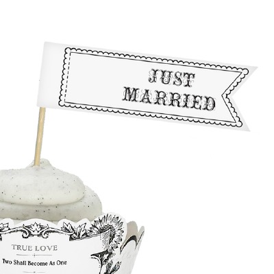 Just Married Cupcake Picks 12