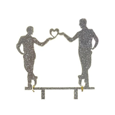 Mr. & Mr. Silver Glitter Cake Pic