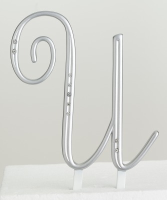 Monogram Silver Rhinestone U