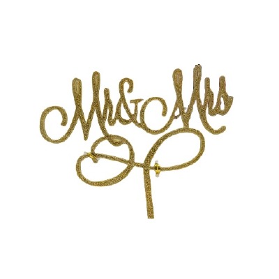 Mr. & Mrs. Gold Glitter Cake Pic
