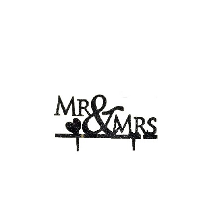 Mr. & Mrs. Black Glitter Cake Pic