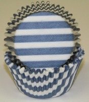 1-1/4"X2" Stripe Blue and White Baking Cup 500 Count