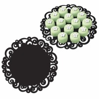 12" Doily Swirl Black 6 CT
