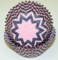 1.25" X 2" Chevron Black and Pink Baking Cups 500 Count