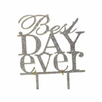 Best Day Ever Silver Glitter Cake Pic