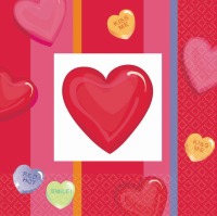 Candy Hearts Beverage Napkin 30 CT