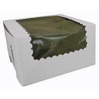 Cupcake Box  with Window 8X4X4 White