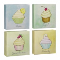 Cupcake Canvas Plaque Set of 4