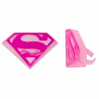 Cupcake Picks Cake Topper Superman Shield Superwoman Pink