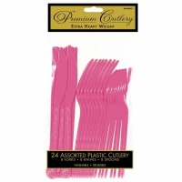 Premium Cutlery 24 CT Bright Pink