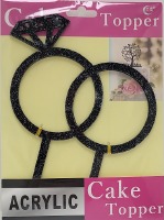 Wedding Rings Black Glitter Cake Pics