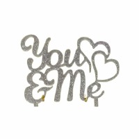 You & Me Silver Glitter Cake Pic