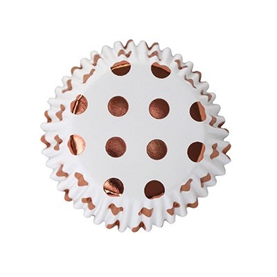 White w/Rose Gold Dots Baking Cups 30CT