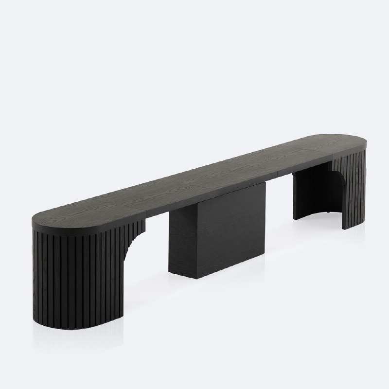 Transformer Round Bench - Smoked Hickory Dark Grey
