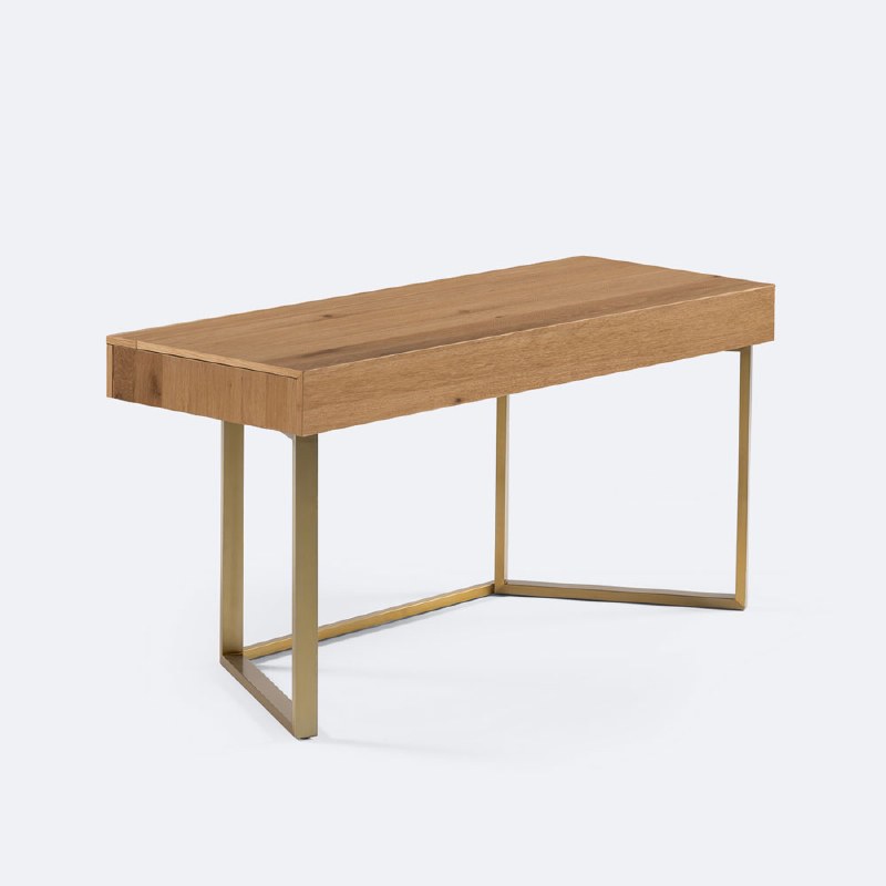 Transformer Table to Desk - Scandinavian Oak & Gold