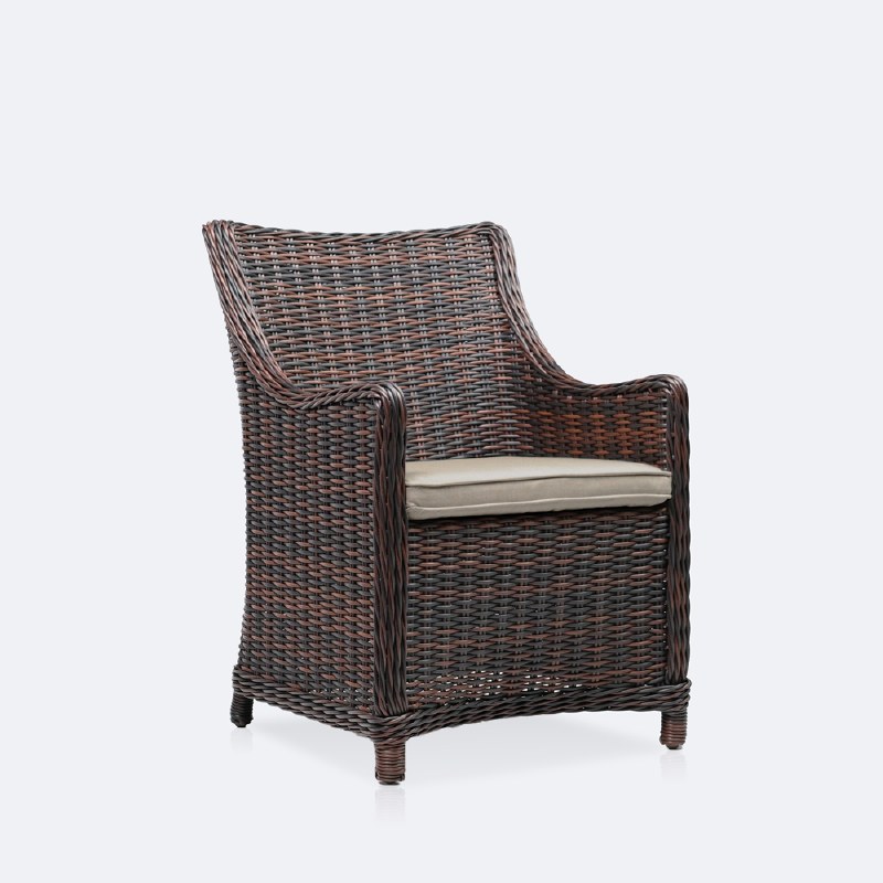 Willow Dining Armchair - Brown Mixed Wicker/Sand Cushion