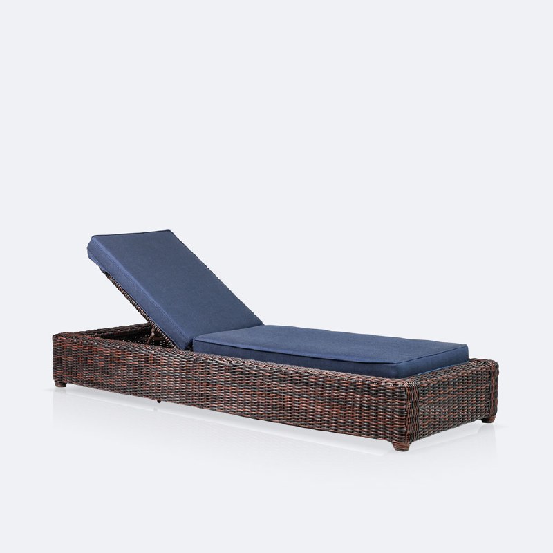 Willow Lounger - Brown Mixed Wicker/Azure Cushion