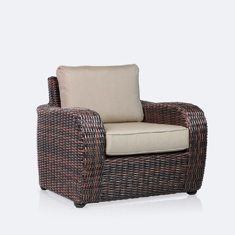 Willow Club Chair - Brown Mixed Wicker/Sand Cushion