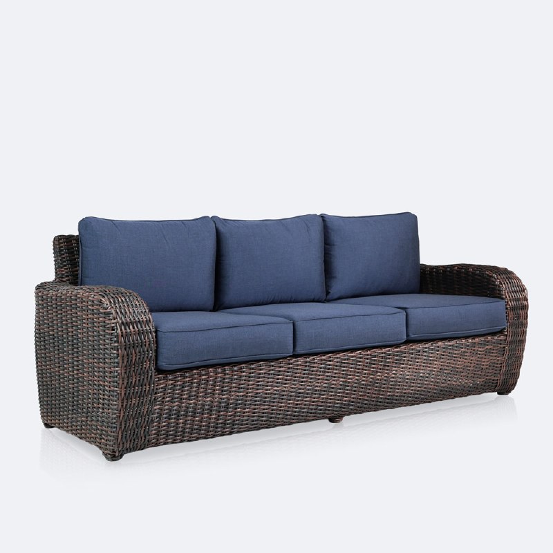 Willow Sofa - Brown Mixed Wicker/Azure Cushion