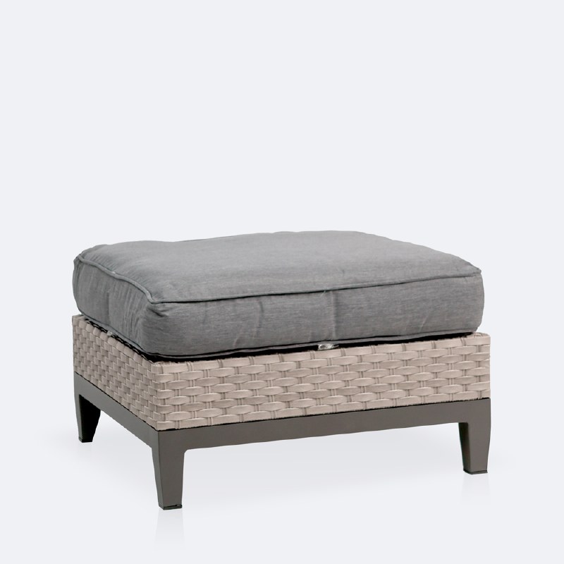 Catalina Ottoman- Taupe/Grey Wicker-Grey Cushions