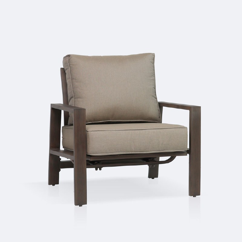 Axis Spring Club Chair - Brushed Taupe Frame - Taupe Cushions