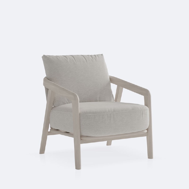 Celine Club Chair - Driftwood Frame, Mushroom Cushions