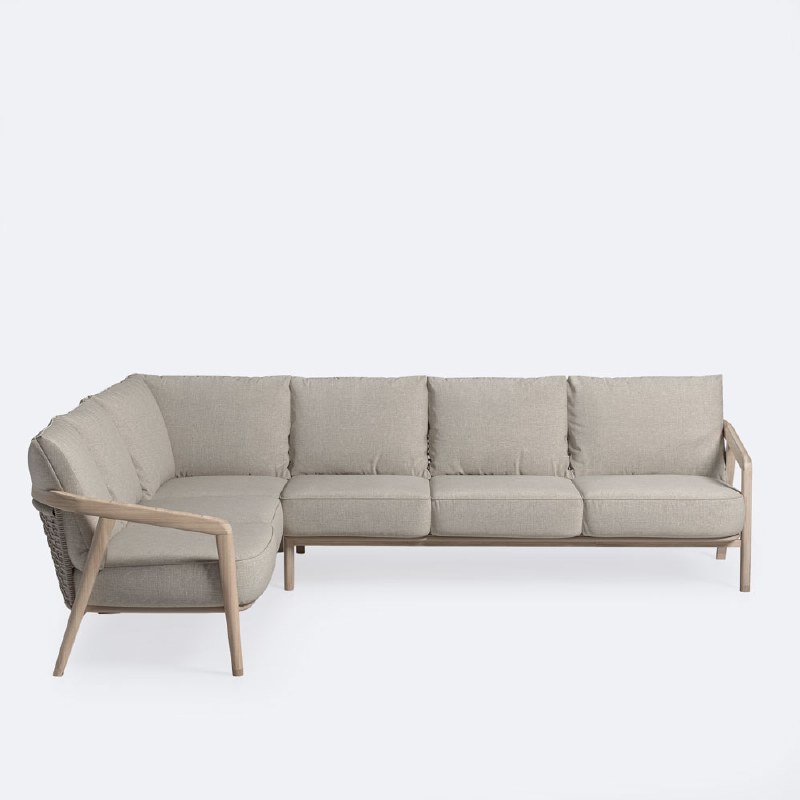 Celine RHF Sectional - Driftwood Frame, Mushroom Cushions