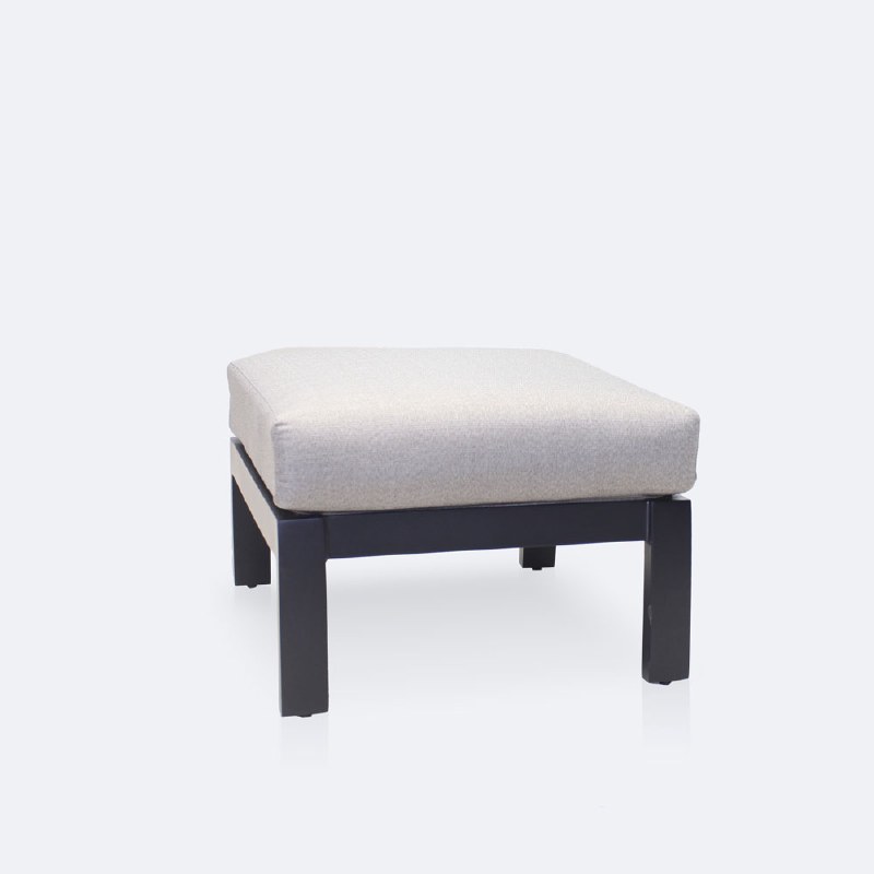 Cole Ottoman - Black Frame - Light Grey Cushion