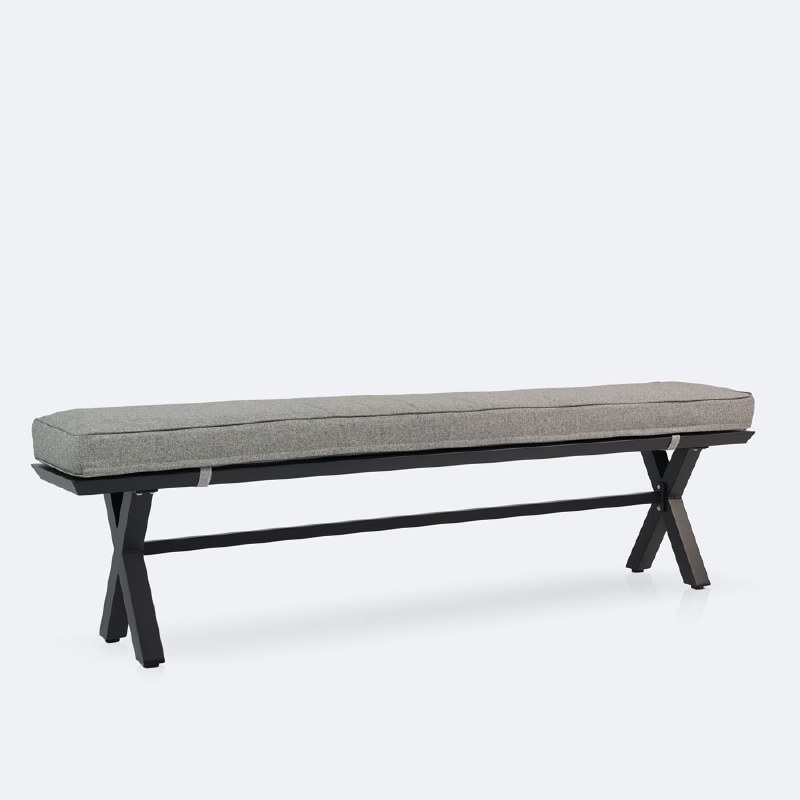 Dakota Bench - Black Frame, Grey Cushion