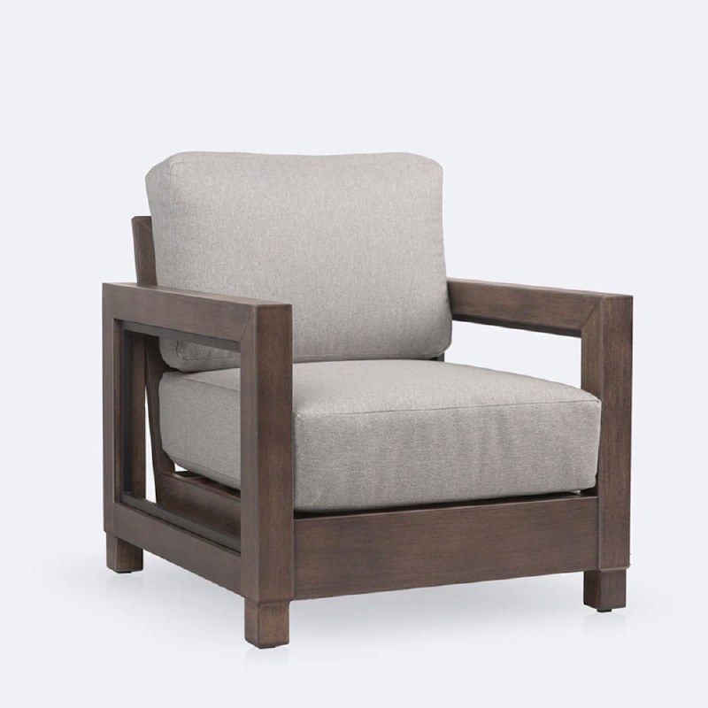 Denver Club Chair – Brushed Taupe Frame - Tan Cushions