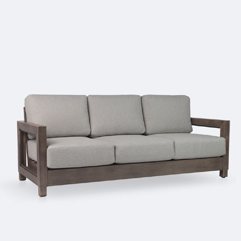 Denver Sofa - Brushed Taupe Frame - Tan Cushions