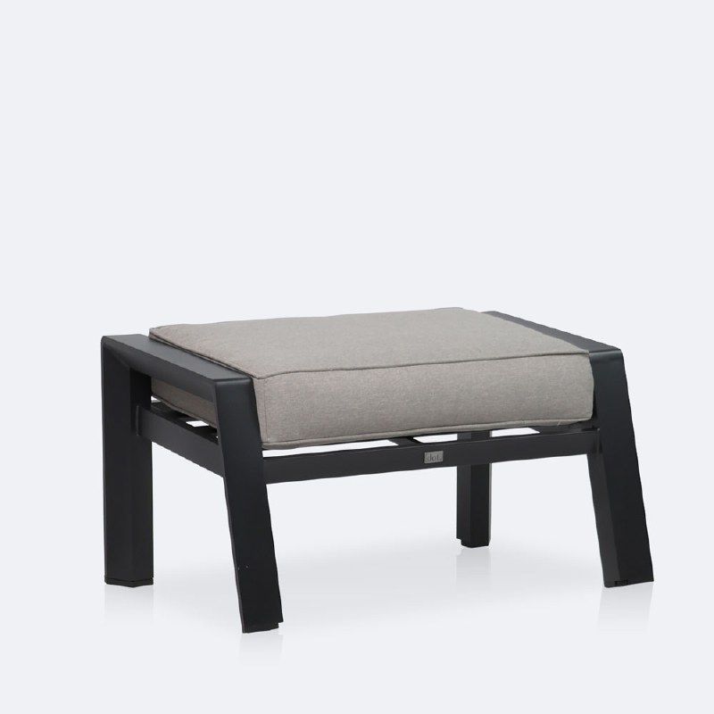 Elloise Ottoman - Black Frame, Grey Clay Cushions