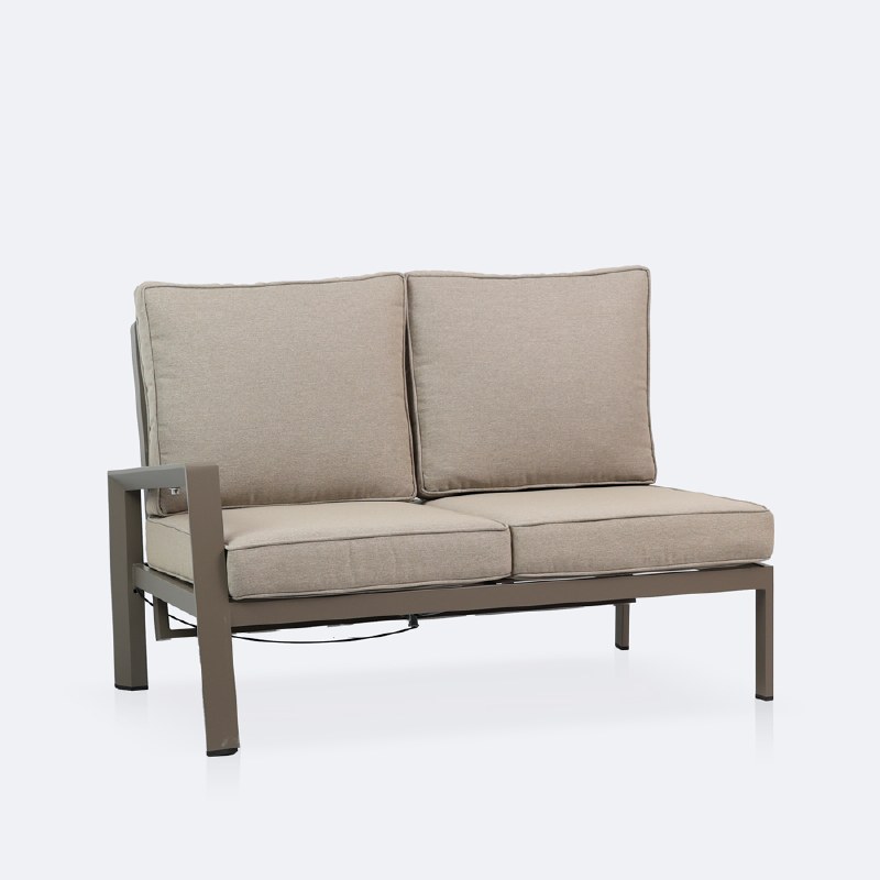 Elloise Left Hand Facing Reclining Loveseat - Taupe Frame, Sand Cushions